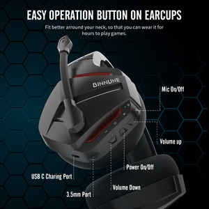 BINNUNE BW01 Dual Mode Wireless Gaming Headset with Detachable Mic – 2.4G <b>Dongle</b> + <b>Bluetooth</b> 5.0 - Product Image 3