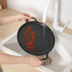 <span class=keywords><strong>Plaque</strong></span> <span class=keywords><strong>de</strong></span> barbecue coréenne portable à double poignée pour camping <span class=keywords><strong>en</strong></span> extérieur et usage domestique, idéale pour rôtir et frire les œufs - Product Image 5
