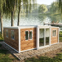 Maison conteneur télescopique extensible avec installation rapide et salle de bain pour une utilisation en extérieur comme tente, bureau de camping ou hôtel.