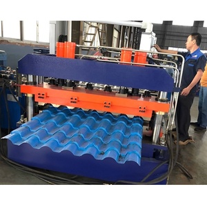 0.3mm-0.8mm 두께 식민지 Ruukki 유약 타일 만들기 기계 금속 철판 지붕 타일 롤 성형 기계 - Product Image 1