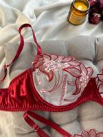 Vente flash - Ensemble de lingerie sexy avec soutien-gorge fantaisie et culotte florale de la Saint-Valentin