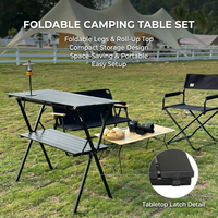 Table pliante rectangulaire d'extérieur en aluminium, style japonais, télescopique, pour balcon/camping, mobilier d'extérieur