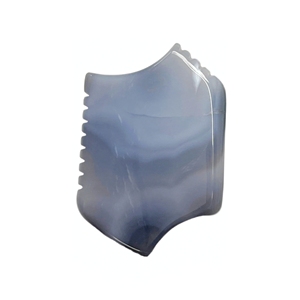 Masseur de points d'acupuncture en agate grise, outil de massage Gua Sha avec dents - Product Image 5