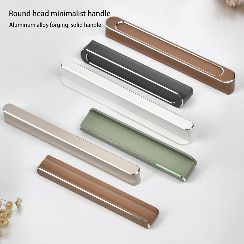 Factory Custom Modern Simple Furniture Pull Handle Multi-color Solid Aluminium Alloy Hardware Train Track Shape Cabinet Handle