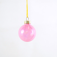 Ensemble de boules de Noël en verre transparent de haute qualité, irisées, rose pastel et vert, pour la décoration de l'arbre de Noël, de la maison et des fêtes.