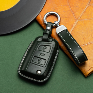 Funda de cuero con tapa para llave de coche, carcasa para VW Volkswagen Golf 7 MK7 Tiguan MK2 para Seat Ateca <span class=keywords><strong>Leon</strong></span> <span class=keywords><strong>FR</strong></span> Ibiza Skoda Octavia Kodiaq - Product Image 5