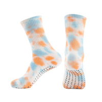 Chaussettes de yoga antidérapantes tie-dye personnalisées avec logo pour femmes, chaussettes de Pilates colorées avec grip, chaussettes de sport respirantes en coton, vente en gros