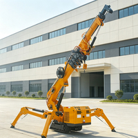 Mini-grue araignée de 2 tonnes avec flèche télescopique et chenilles en caoutchouc pour travaux sur site