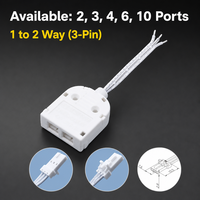 Boîtier de Jonction Répartiteur LED 3 Broches 6 Voies Prêt à Expédier, Hub Connecteur Dupont 3 Fils pour Bande Lumineuse RGB CCT Personnalisée pour Armoire
