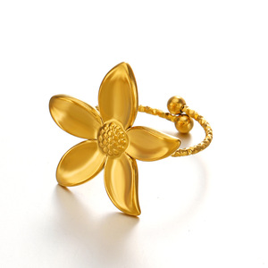 Fashionable Women's Stainless Steel <b>Adjustable</b> <b>Ring</b>,PVD Electroplated with 18K Gold, Trendy Flower Design <b>Ring</b> for Wholesale - Product Image 6