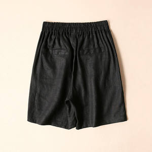 Pantaloncini da ragazza in <span class=keywords><strong>lino</strong></span> di <span class=keywords><strong>lino</strong></span> in cotone traspirante pantaloni per il tempo libero da <span class=keywords><strong>donna</strong></span> con bottone in tinta unita in vita con Logo Hot <span class=keywords><strong>Shorts</strong></span> a tubo dritto - Product Image 6