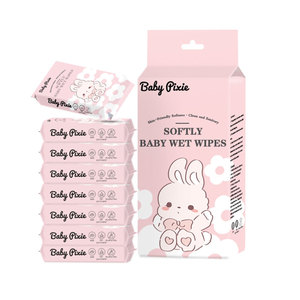 Lingettes non tissées personnalisées en PP + viscose, 8 paquets, 14*15CM, portables, 99% eau pure, sans alcool, non parfumées, mignonnes, dessins animés, mini lingettes pour bébé - Product Image 1