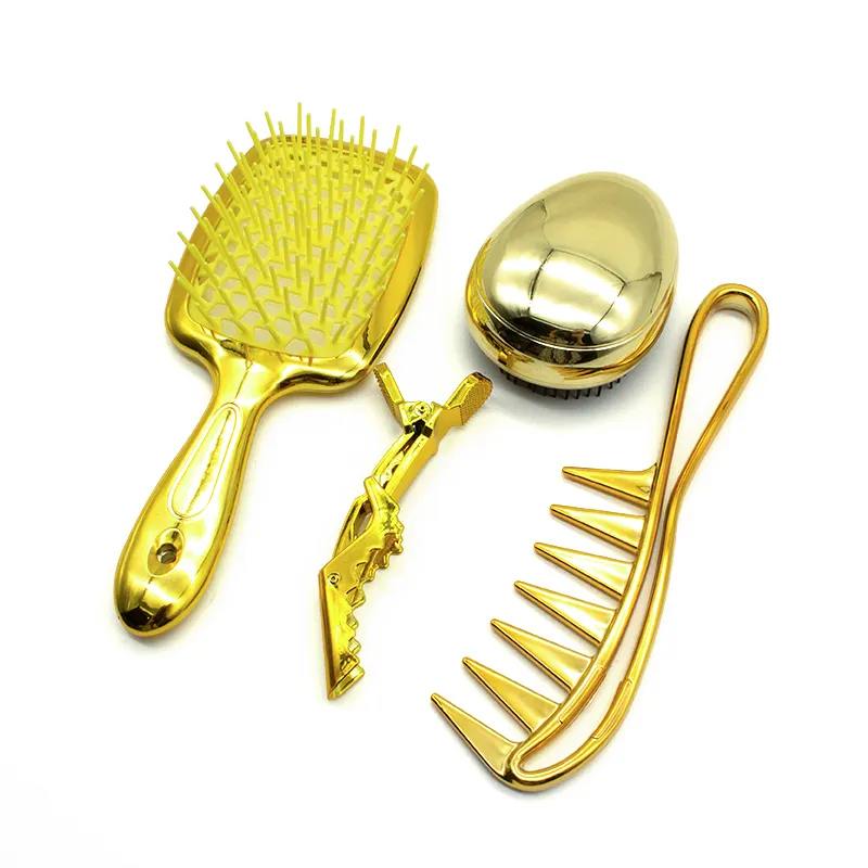Luxury Electroplated Massage Comb Oval Hair Brush Manufacturer Anti Static Hair extension Brush Comb