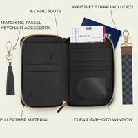 Dompet Paspor Nasional PU Boshiho Custom, Pelindung Kartu Kredit Bisnis RFID, Tali Pergelangan Tangan, Model 3 90G