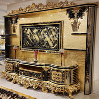 Canapé sculpté en feuille d'or - Collection Impériale Souveraine Royale - Mobilier de luxe traditionnel artisanal - Canapé en tissu noir