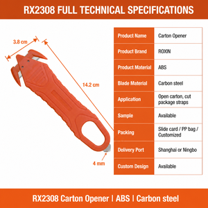 Cortador de Tracción de Doble Cara con Cabeza de Gancho, Abridor de Cajas, Cortador de Film Retráctil RX2308 con Hoja Fija para Abrir de Forma Segura con Protección para los Dedos - Product Image 5