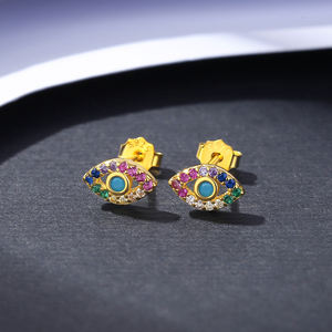 Pendientes Pequeños de Circonita Multicolor CZCITY 2026, Joyería de Plata de Ley con Circonita Cúbica Colorida para Mujer - Product Image 4