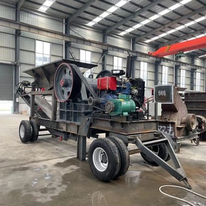 Concasseur à mâchoires mobile pour déchets de construction, petite machine de concassage de pierres portable avec roues - Product Image 1