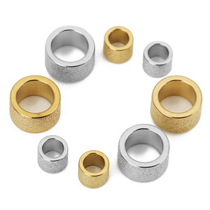 Stainless Steel Antique Sand Gold Frosted Beads Large Hole DIY Jewelry Spacer Round Simple Style WLL264 - Product Image 3
