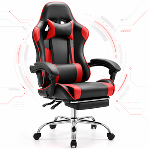 Silla de Juego Ergonómica con Reposapiés, Cuero PU, Reclinable, Soporte Lumbar, Reposacabezas, Reposabrazos Fijos, Refrigeración, Elevación de Gas de 3 Etapas - Product Image 2