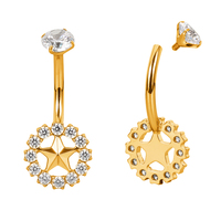 GZN Wholesale ASTM F136 Titanium Bezel Set CZ Top Avec Star Center CZ Autour du nombril Anneau du nombril