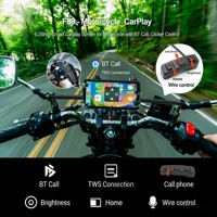 Écran de navigation pour moto étanche IP67 6,25'' avec CarPlay, double caméra, TPMS, Android Auto sans fil pour toutes les motos