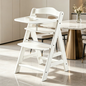 Chaise haute réglable pour bébé, chaise haute blanche pour enfants de 6 mois à 6 ans, chaise haute portable pour bébé - Product Image 3