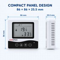 Alat Pengukur Suhu dan Kelembapan Eksternal -40 hingga 125 ℃   Kalibrasi Alarm Batas Atas Bawah RH 0-100%