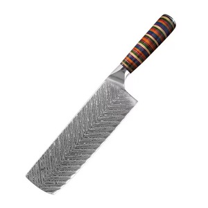 Couteau Nakiri miniature à motif Damas, manche en résine colorée, petit couteau à légumes tranchant pour restaurant et cuisine domestique - Product Image 1