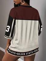 Kaos wanita berbahan mesh dengan kerah V untuk musim panas, wisuda, dan musim kembali ke sekolah, nomor 23 jersey sepak bola, atasan olahraga longgar.