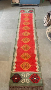 Tribal Boho <b>Runner</b> <b>Rug</b> | Handmade Wool Jute Geometric Carpet <b>for</b> Farmhouse Hallway Entryway Bedroom Living Room Decor - Product Image 2