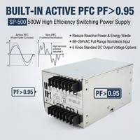 Fuente de Alimentación Conmutada Encapsulada de Repuesto OEM SP-500 de 500W, 27V 18A con PFC Activo, Control de Encendido/Apagado por Ventilador y Control Remoto de Encendido/Apagado