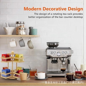Wooden <b>Tea</b> Bag Storage Rack 360 Rotating Multi Layer Kitchen Counter Organizer Solid Wood Shelf For Coffee And <b>Tea</b> - Product Image 3
