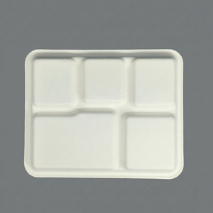 Boîte à lunch écologique à 5 compartiments, contenants de stockage pour aliments à emporter, boîte <span class=keywords><strong>en</strong></span> papier, assiette, couvercles et couvercles - Product Image 2