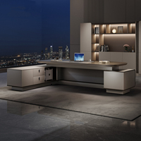 Scrivania Direzionale Modulare di Lusso Italiana, Design Moderno a L con Archiviazione in Legno, Tavolo da Ufficio di Alta Gamma per CEO e Manager