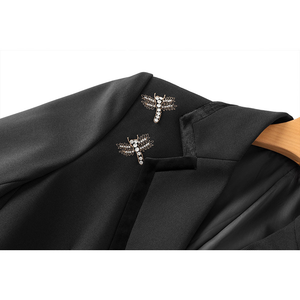 Elegante Blazer da <span class=keywords><strong>Donna</strong></span> con Diamanti, Giacca Doppiopetto con Scollo a V, Antirughe, Maniche Lunghe, Cintura, in Tessuto Pettinato Tinta Unita - Product Image 4
