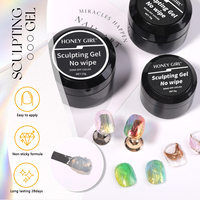 HONEY GIRL Gel de modelage semi-solide transparent épais effet miroir sans essuyage, style français OEM, base et top coat, gaufré, 5g 15g