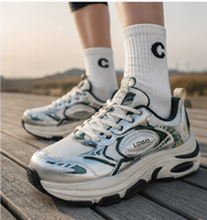 Baskets Chunky Argentées Métalliques Personnalisables avec Logo pour Femme, Chaussures Plateforme Style Dad Shoes, Tige en Maille, Semelle Épaisse, Chaussures de Sport Décontractées et de Course