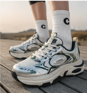 Zapatillas Deportivas Plateadas Metálicas con Logotipo Personalizado, Zapatillas de Plataforma para Mujer, Zapatillas Deportivas Informales con Suela Gruesa y Parte Superior de Malla - Product Image 6