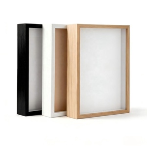 Cadre <span class=keywords><strong>en</strong></span> <span class=keywords><strong>bois</strong></span> 3D écologique très vendu, épaisseur 4,5 cm, blanc/noir, A4/A3, pour fleurs séchées et spécimens, rangement - Product Image 1