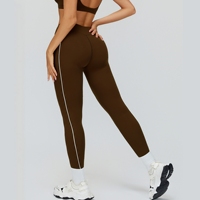 Leggings de sport pour femmes, taille basse, coupe slim, blocage de couleur, effet push-up, leggings de yoga souples et élastiques, leggings de course en plein air, leggings de gym