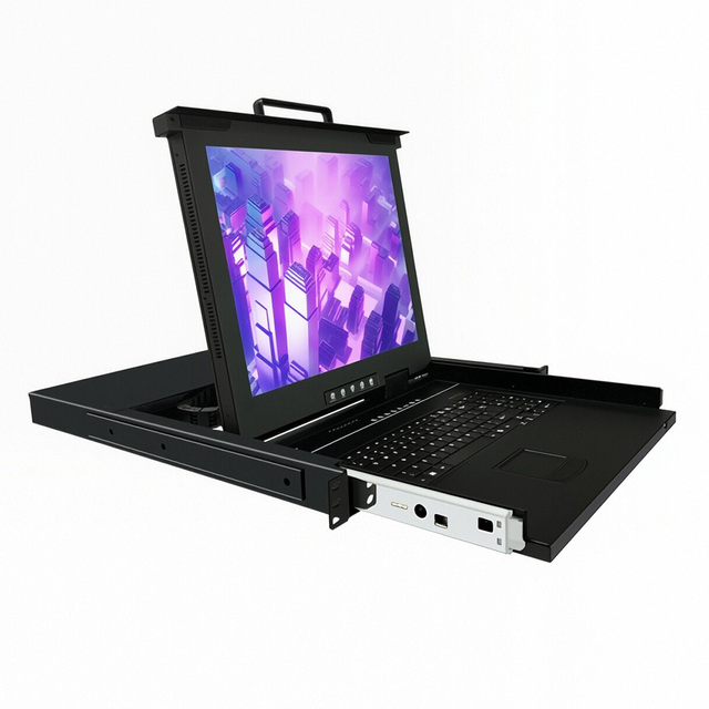 1U Rackmount LCD KVM Switch Drawer Console LCD KVM Switch with 8 Port for HDMI + 8 Cables Stock Product