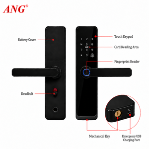Kunci Pintu Biometrik Pintar ANG dengan Kata Sandi Keamanan, Bekerja dengan Tuya Digital, Pasokan Baterai AA, Kunci Pintu Digital Sidik Jari - Product Image 4