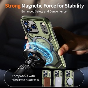 Luxe pour <span class=keywords><strong>Magsafe</strong></span> sans fil charge magnétique armure étui pour <span class=keywords><strong>iPhone</strong></span> 17 Air 16E 16 15 14 13 12 11 Pro Max Plus anneau support couverture - Product Image 6