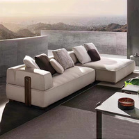 Ensemble de canapés modulaires d'extérieur ronds et incurvés de luxe en teck pour cour, hôtels, villas, parcs, jardin