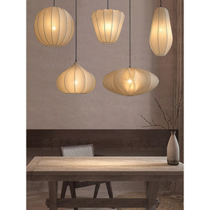 Japanese Wabi Sabi Chandelier Round E27 Led Pendant <b>Light</b> For <b>Dining</b> Room Tea Room Zen Style Lighting Fixture - Product Image 1
