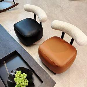 Nouveau tabouret bas en cuir 2026 360 °   Repose-pieds pivotant capitonné, silencieux avec quatre roulettes, petit tabouret pour salon - Product Image 3