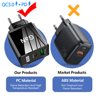 Nouveaux produits chargeur Mobile 65W Gan chargeur UK EU US PD USB C + USB un chargeur de voyage haute puissance à double port