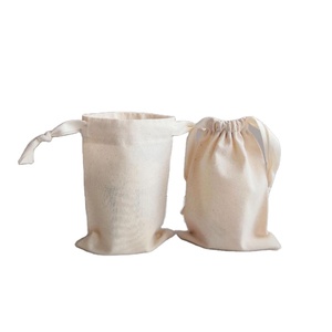 Bolsa de tela de algodón orgánico reciclado personalizada OEM/ODM con cordón y logotipo impreso - Product Image 1