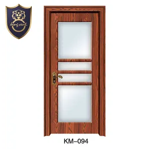 New model solid wooden interior door with glasses from China supplier